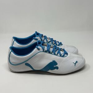 Puma Soleil Cat Shoes Womens 9.5 White Turquoise Leather Casual Dance Sneakers